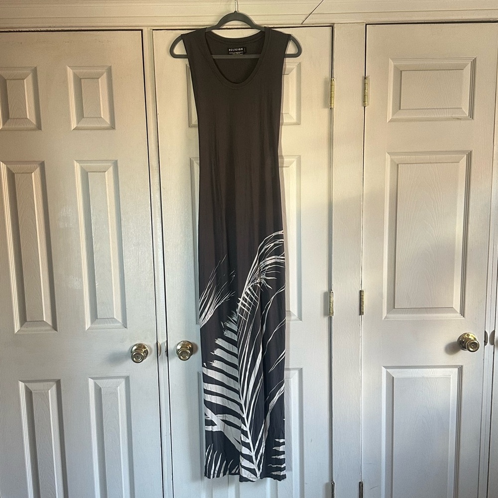 Religion Long Grey Dress with cut outs